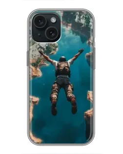 Чехол для iPhone 15 с картинкой «PUBG — свободное падение»