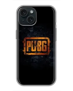 Чехол для iPhone 15 с картинкой «PUBG — золотой логотип»