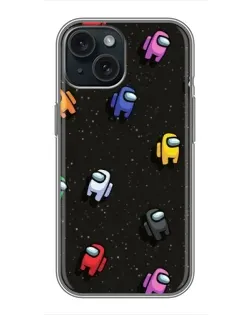 Чохол для iPhone 15 з картинкою «Космічний патерн Among Us»