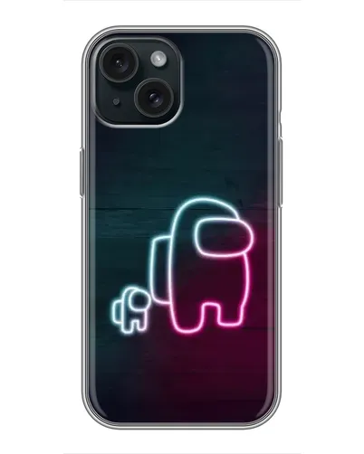 Чохол для iPhone 15 з картинкою «Among Us неон-арт»
