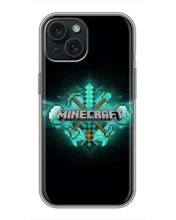 Чохол для iPhone 15 з картинкою «Minecraft Diamond лого»