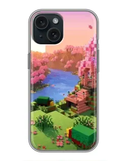 Чохол для iPhone 15 з картинкою «Рожеве дерево Minecraft»