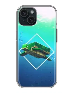Чохол для iPhone 15 з картинкою «Черепаха Minecraft»