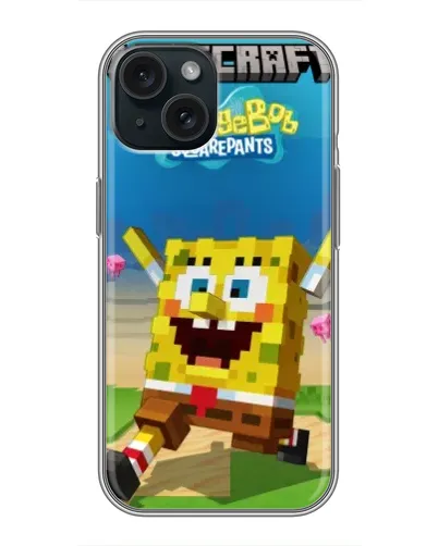 Чохол для iPhone 15 з картинкою «Губка Боб Minecraft» Чохол для iPhone 15 з картинкою «Губка Боб Minecraft»
