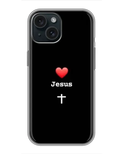 Чехол для iPhone 15 с картинкой «Сердце - Jesus»