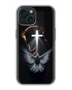 Чехол для iPhone 15 с картинкой «Голубь и Свет»