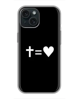 Чехол для iPhone 15 с картинкой «Крест и Сердце»