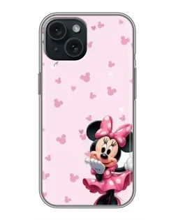 Чохол для iPhone 15 з картинкою «Мінні Маус та сердечка»
