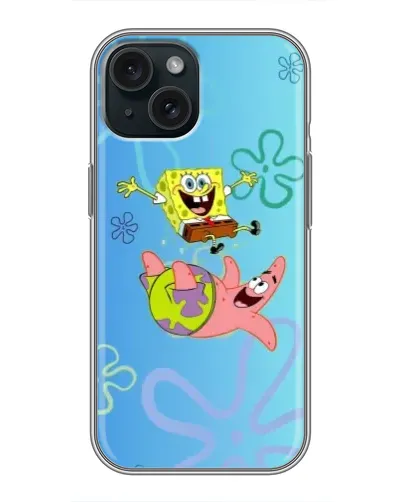 Чохол для iPhone 15 з картинкою «Спанч Боб та Патрік»