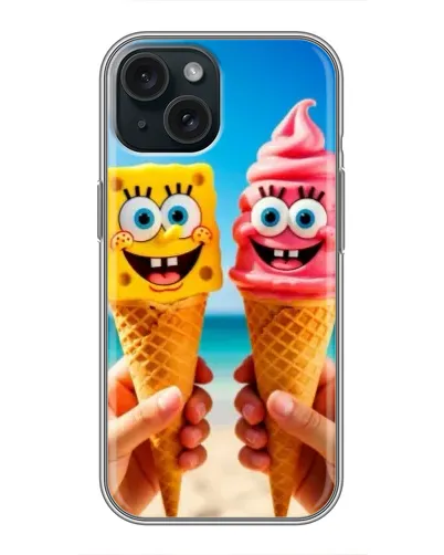 Чохол для iPhone 15 з картинкою «Спанч Боб морозиво»
