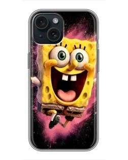 Чохол для iPhone 15 з картинкою «Вибуховий Спанч Боб»
