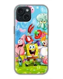 Чехол для iPhone 15 с картинкой «Губка Боб и друзья»