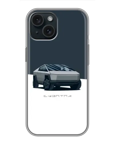 Чохол для iPhone 15 з картинкою «Сріблястий Cybertruck Tesla»