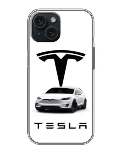 Чохол для iPhone 15 з картинкою «Tesla White Style»