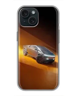 Чохол для iPhone 15 з картинкою «Cybertruck у пустелі»