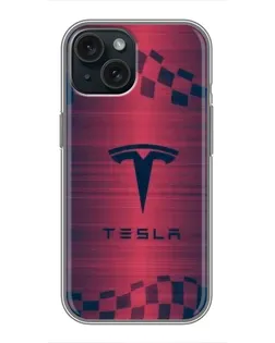 Чохол для iPhone 15 з картинкою «Тесла червоний карбон»