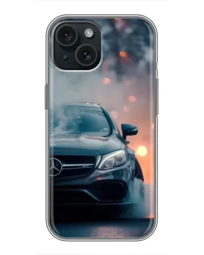 Чохол для iPhone 15 з картинкою «Mercedes — нічне місто»