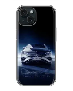 Чохол для iPhone 15 з картинкою «Нічний Mercedes EQ»