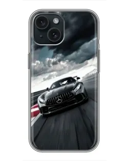Чохол для iPhone 15 з картинкою «Гоночний Mercedes AMG»