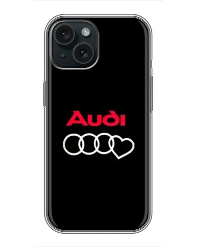 Чохол для iPhone 15 з картинкою «Логотип Audi Heart»