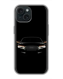 Чохол для iPhone 15 з картинкою «Audi — нічний контур»