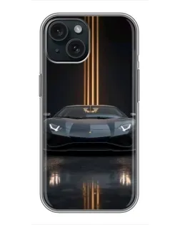 Чохол для iPhone 15 з картинкою «Lamborghini золоті лінії»
