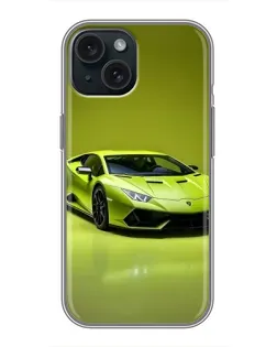 Чохол для iPhone 15 з картинкою «Салатовий Lamborghini Huracan»