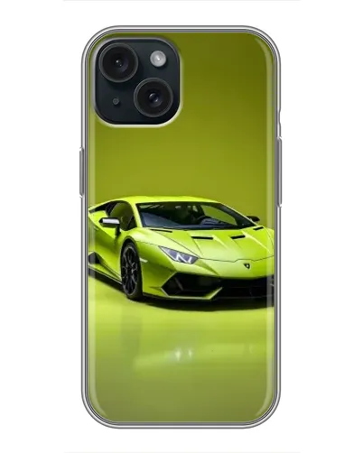 Чохол для iPhone 15 з картинкою «Салатовий Lamborghini Huracan»