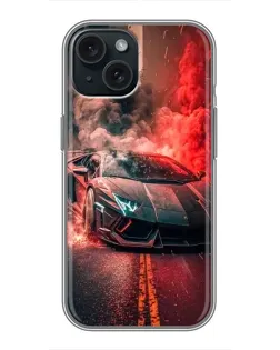Чохол для iPhone 15 з картинкою «Lamborghini червоний дим»