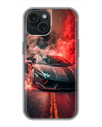 Чохол для iPhone 15 з картинкою «Lamborghini червоний дим»