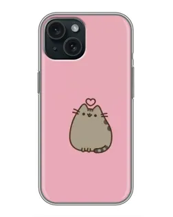 Чохол для iPhone 15 з картинкою «Pusheen серце»