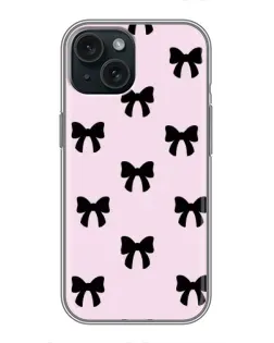 Чохол для iPhone 15 з картинкою «Чорні банти Coquette»
