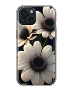 Чехол для iPhone 15 с картинкой «Белые маргаритки макро»