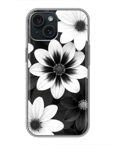 Чохол для iPhone 15 з картинкою «Монохромні айстри»