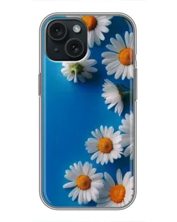 Чехол для iPhone 15 с картинкой «Белоснежные маргаритки»