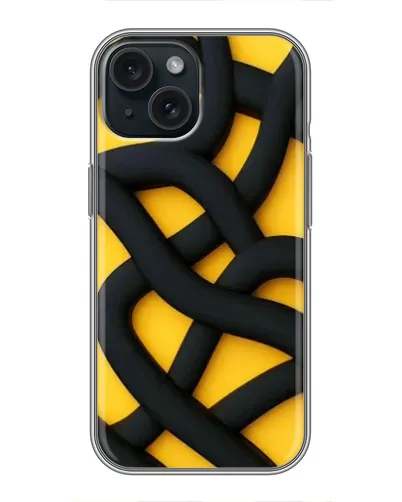 Чохол для iPhone 15 з картинкою «Чорне жовте переплетення»
