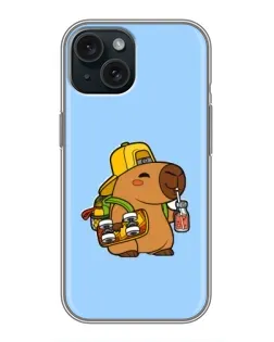 Чохол для iPhone 15 з картинкою «Капібара на скейті»