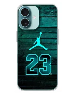 Чехол для iPhone 16 Plus с картинкой «Jordan Cyan 23»