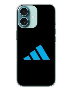 Чехол для iPhone 16 Plus с картинкой «Adidas Cyan Logo»