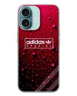 Чехол для iPhone 16 Plus с картинкой «Adidas Gold Marble»
