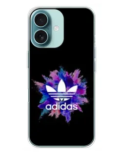 Чехол для iPhone 16 Plus с картинкой «Взрыв красок Adidas»