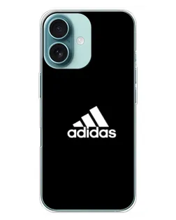 Чехол для iPhone 16 Plus с картинкой «Черная классика Adidas»