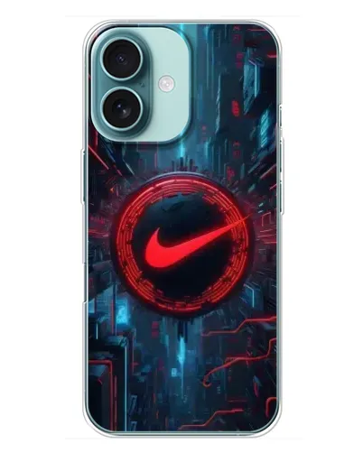 Чехол для iPhone 16 Plus с картинкой «Техногенный стиль Nike» Чехол для iPhone 16 Plus с картинкой «Техногенный стиль Nike»