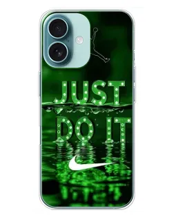 Чехол для iPhone 16 Plus с картинкой «Зеленый неоновый Nike»