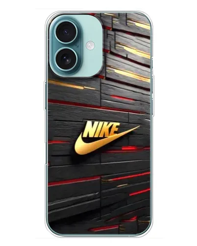 Чехол для iPhone 16 Plus с картинкой «Золотой Nike на металле» Чехол для iPhone 16 Plus с картинкой «Золотой Nike на металле»