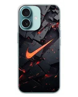 Чехол для iPhone 16 Plus с картинкой «Nike — эффект разломов»