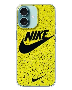 Чехол для iPhone 16 Plus с картинкой «Желтый текстурный Nike»