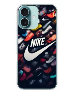 Чехол для iPhone 16 Plus с картинкой «Коллекция кроссовок Nike»