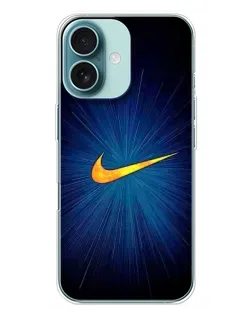 Чехол для iPhone 16 Plus с картинкой «Синий пульс Nike»
