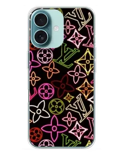Чехол для iPhone 16 Plus с картинкой «Неоновый микс Nike»